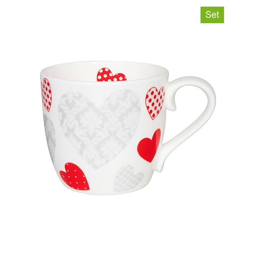 Könitz Kubki jumbo (2 szt.) &quot;Feel the Love&quot; w kolorze biało-czerwonym - 450 ml ze sklepu Limango Polska w kategorii Kubki - zdjęcie 178574701
