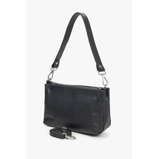 Estro: Czarna listonoszka damska z włoskiej skóry naturalnej Premium Estro One Size Estro