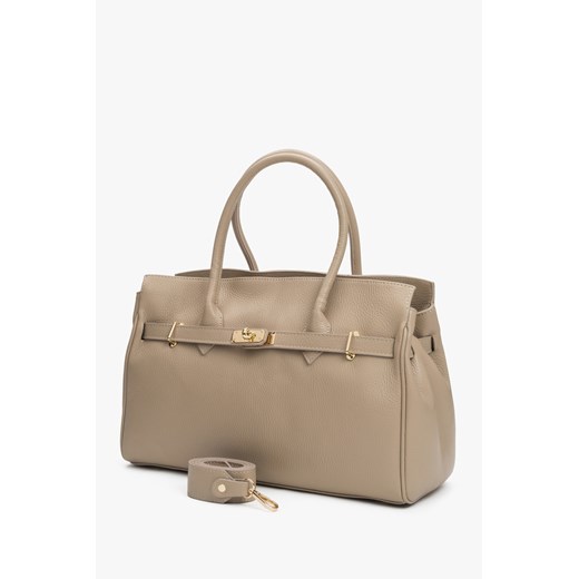 Estro: Duża beżowa torebka damska z włoskiej skóry naturalnej Premium Estro One Size Estro