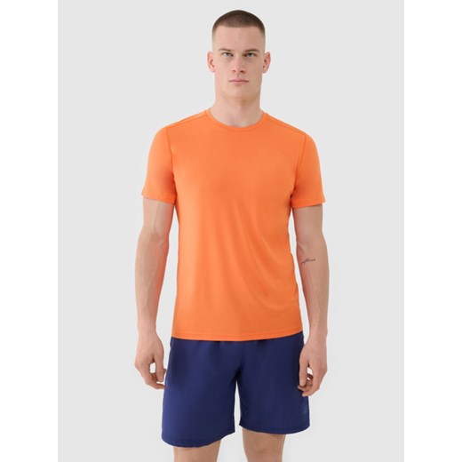 Męska koszulka treningowa 4F 4FWSS25TFTSM1343 - pomarańczowa ze sklepu Sportstylestory.com w kategorii T-shirty męskie - zdjęcie 178577001