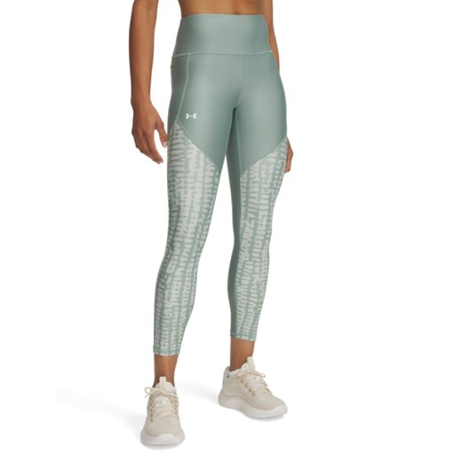 Damskie legginsy treningowe Under Armour Tech Print Panel Ankle - zielone ze sklepu Sportstylestory.com w kategorii Spodnie damskie - zdjęcie 178577032
