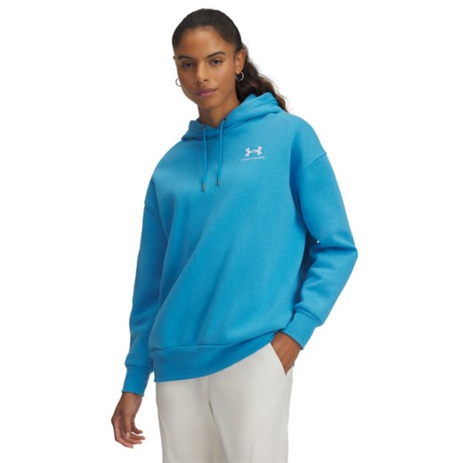 Damska bluza dresowa nierozpinana z kapturem Under Armour UA Icon Fleece OS Hoodie - niebieska ze sklepu Sportstylestory.com w kategorii Bluzy damskie - zdjęcie 178577084