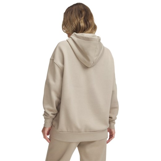 Damska bluza dresowa nierozpinana z kapturem Under Armour UA Icon Fleece OS Hoodie - brązowa ze sklepu Sportstylestory.com w kategorii Bluzy damskie - zdjęcie 178577091