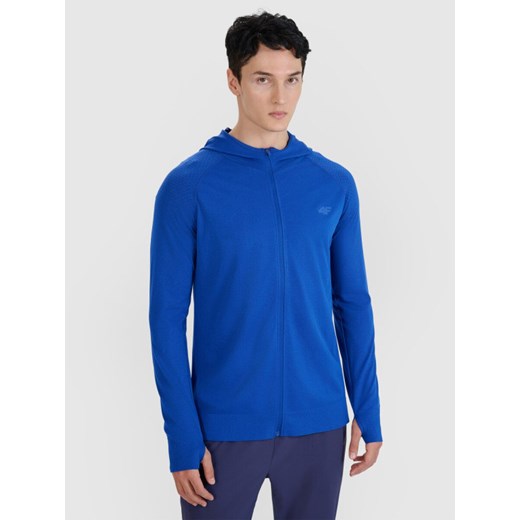 Męska bluza do biegania 4F 4FWSS25TFSWM544 - niebieska ze sklepu Sportstylestory.com w kategorii Bluzy męskie - zdjęcie 178577161