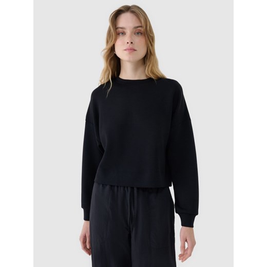 Damska bluza dresowa nierozpinana bez kaptura 4F 4FWSS25TSWSF1576 - czarna ze sklepu Sportstylestory.com w kategorii Bluzy damskie - zdjęcie 178577223