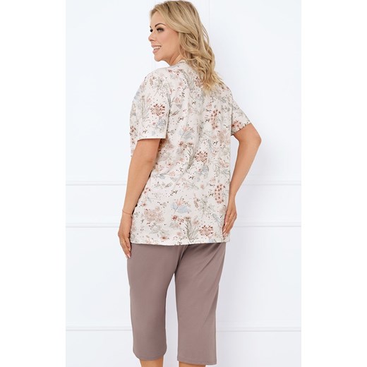 Bawełniana piżama damska Ermida, Kolor ecru-cappuccino, Rozmiar L, Italian Fashion ze sklepu Primodo w kategorii Piżamy damskie - zdjęcie 178579264