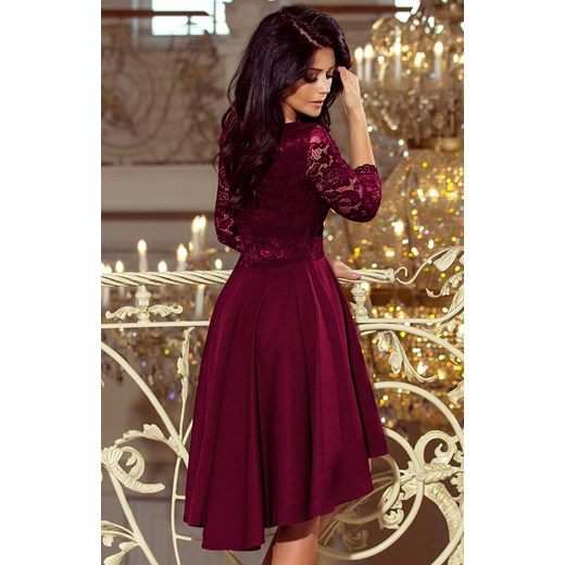 210-13 Nicolle sukienka z koronkowym dekoltem, Kolor bordowy, Rozmiar S, Numoco Numoco S promocyjna cena Intymna