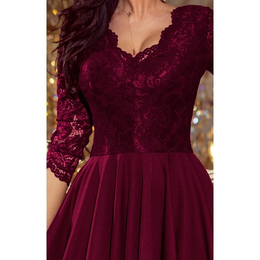 210-13 Nicolle sukienka z koronkowym dekoltem, Kolor bordowy, Rozmiar S, Numoco Numoco S okazyjna cena Intymna