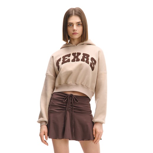 Cropp - Beżowa bluza z kapturem i napisem TEXAS - beżowy ze sklepu Cropp w kategorii Bluzy damskie - zdjęcie 178582491