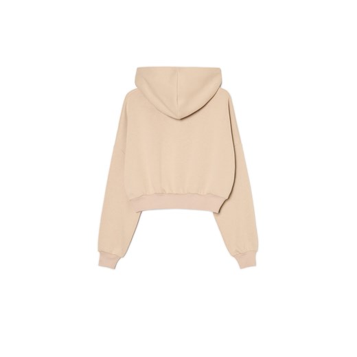 Cropp - Beżowa bluza z kapturem i napisem TEXAS - beżowy Cropp S Cropp