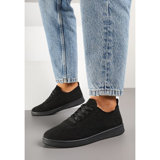 Czarne Sneakersy Ażurowe Sznurowane Telalina ze sklepu born2be.pl w kategorii Buty sportowe damskie - zdjęcie 178583051
