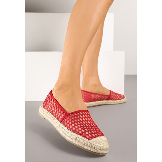 Czerwone Espadryle z Siateczkową Cholewką i Plecionką Lillevi ze sklepu renee.pl w kategorii Espadryle damskie - zdjęcie 178583214
