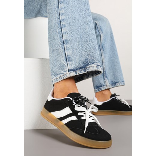 Czarno-Białe Sneakersy w Stylu Klasycznych Tenisówek z Ekozamszu Lorlevia ze sklepu renee.pl w kategorii Buty sportowe damskie - zdjęcie 178583334