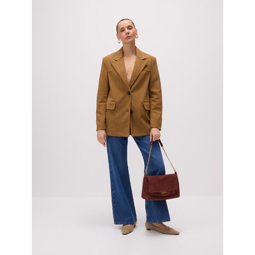 Reserved - Marynarka oversize z imitacji zamszu - brązowy Reserved L Reserved