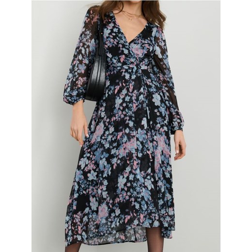 Sinsay - Sukienka midi w kwiaty - wielobarwny Sinsay XS Sinsay