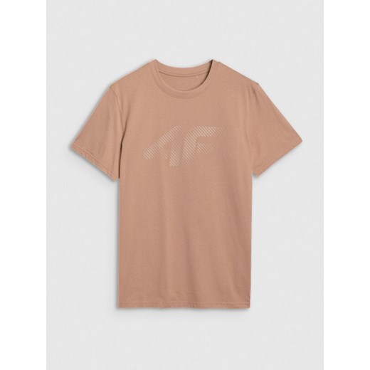 Męski t-shirt z nadrukiem 4F 4FWSS25TTSHM2075 - beżowy ze sklepu Sportstylestory.com w kategorii T-shirty męskie - zdjęcie 178588612