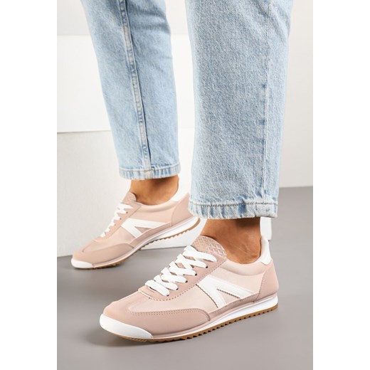 Jasnoróżowe Sneakersy w Stylu Kultowych Tenisówek z Ozdobnymi Przeszyciami Valtewi ze sklepu born2be.pl w kategorii Buty sportowe damskie - zdjęcie 178589283