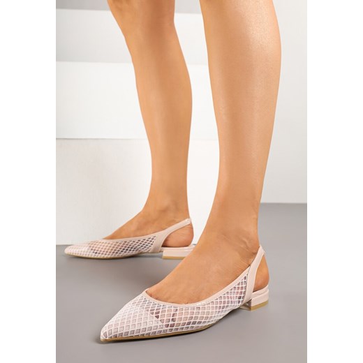 Beżowe Sandały Typu Slingback z Siateczkową Cholewką Gallevia ze sklepu renee.pl w kategorii Czółenka - zdjęcie 178589980