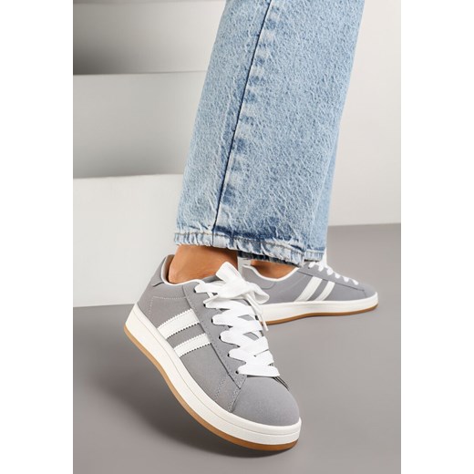 Szare Sneakersy Ozdobione Motywem Pasków Flortewi ze sklepu renee.pl w kategorii Buty sportowe damskie - zdjęcie 178591604