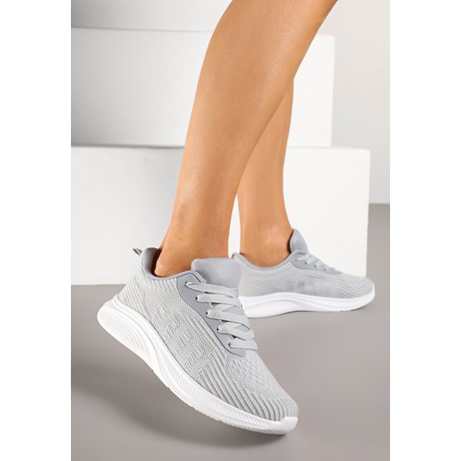 Szare Buty Sportowe Sneakersy z Tłoczonym Wzorem Amosira ze sklepu renee.pl w kategorii Buty sportowe damskie - zdjęcie 178591711