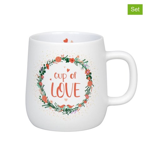 Könitz Kubki jumbo (2 szt.) &quot;Cup of Love&quot; w kolorze białym - 395 ml ze sklepu Limango Polska w kategorii Kubki - zdjęcie 178594334