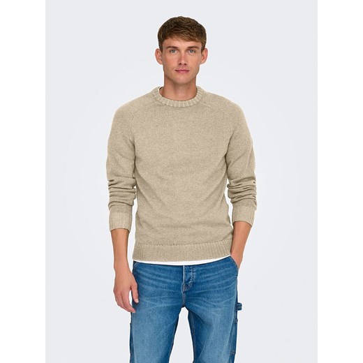 ONLY &amp; SONS Sweter w kolorze beżowym ze sklepu Limango Polska w kategorii Swetry męskie - zdjęcie 178595612