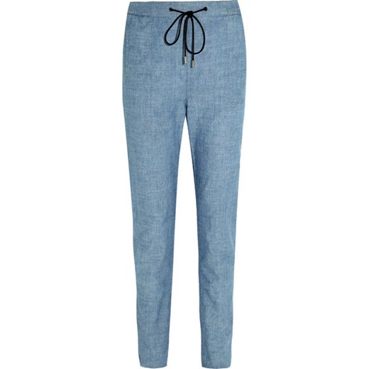 Cotton-chambray tapered pants net-a-porter niebieski 