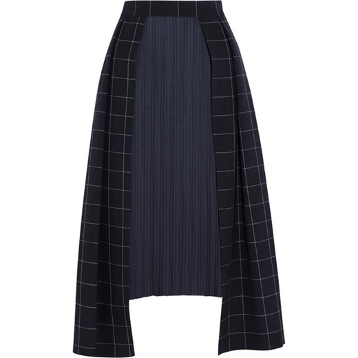 Checked wool and plissé-poplin skirt net-a-porter czarny 
