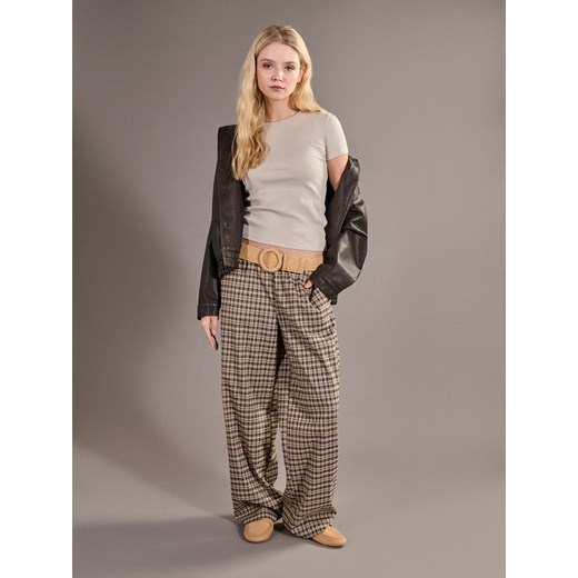 Sinsay - Koszulka basic w prążki - kremowy Sinsay M Sinsay