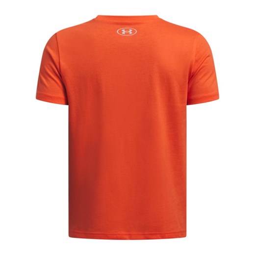 Chłopięcy t-shirt z nadrukiem Under Armour UA B Split Big Logo SS - pomarańczowy ze sklepu Sportstylestory.com w kategorii T-shirty chłopięce - zdjęcie 178599041
