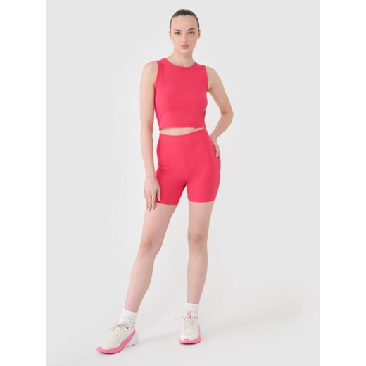 Damskie legginsy krótkie 4F 4FRSS25TSTIF016 - różowe ze sklepu Sportstylestory.com w kategorii Spodnie damskie - zdjęcie 178599134