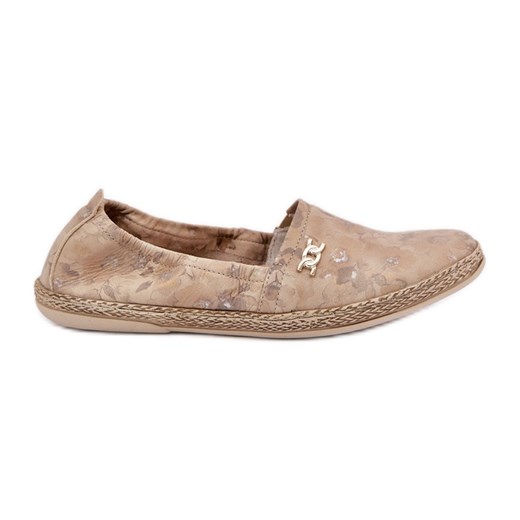 Eleganckie Zamszowe Espadryle W Kwiaty Damskie Zazoo 10177 Beżowe beżowy ze sklepu ButyModne.pl w kategorii Espadryle damskie - zdjęcie 178600271