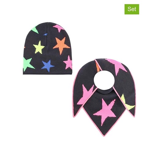 Zwillingsherz 2-częściowy zestaw &quot;Neon Stars&quot; w kolorze granatowym ze wzorem ze sklepu Limango Polska w kategorii Czapki dziecięce - zdjęcie 178600980