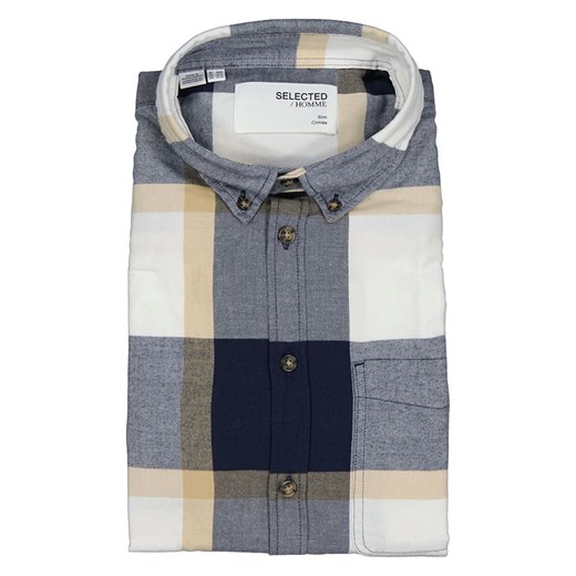 SELECTED HOMME Koszula - Slim fit - w kolorze granatowo-beżowo-białym ze sklepu Limango Polska w kategorii Koszule męskie - zdjęcie 178601050