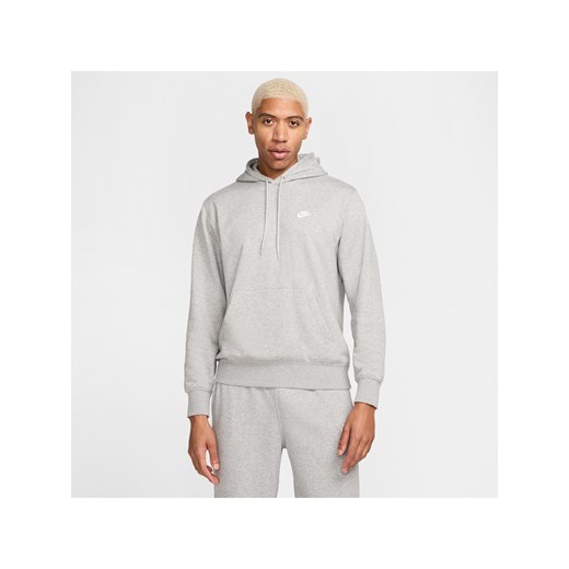 Męska bluza z kapturem z dzianiny dresowej Nike Club - Szary ze sklepu Nike poland w kategorii Bluzy męskie - zdjęcie 178602071