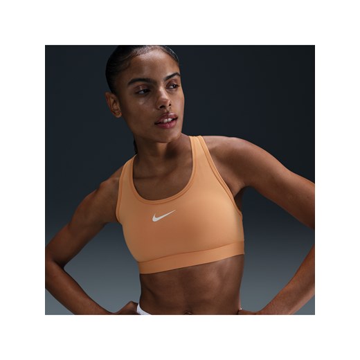 Damski stanik sportowy z wkładkami Nike Swoosh Medium Support - Pomarańczowy Nike XS Nike poland