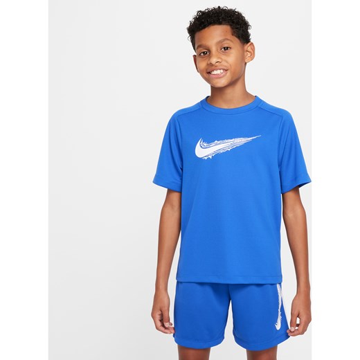Koszulka z krótkim rękawem dla dużych dzieci (chłopców) Dri-FIT Nike Multi - Niebieski ze sklepu Nike poland w kategorii T-shirty chłopięce - zdjęcie 178603101