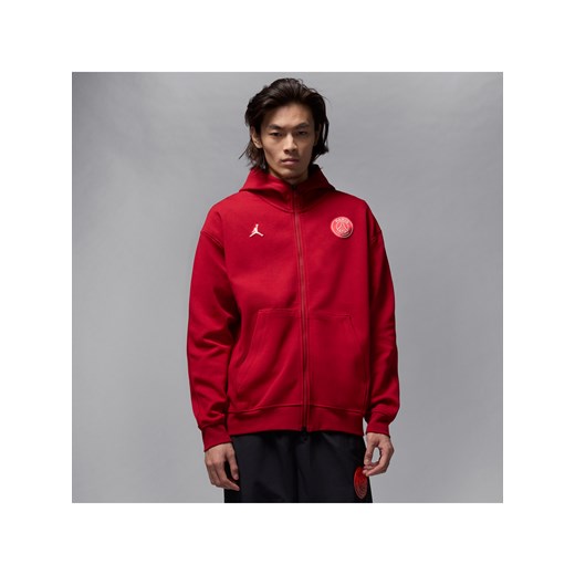 Męska bluza z kapturem i zamkiem na całej długości Dri-FIT Paris Saint-Germain Hoop Fleece - Czerwony ze sklepu Nike poland w kategorii Bluzy męskie - zdjęcie 178603241
