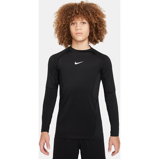 Koszulka z długim rękawem dla dużych dzieci (chłopców) Dri-FIT Nike Pro - Czerń ze sklepu Nike poland w kategorii T-shirty chłopięce - zdjęcie 178603280