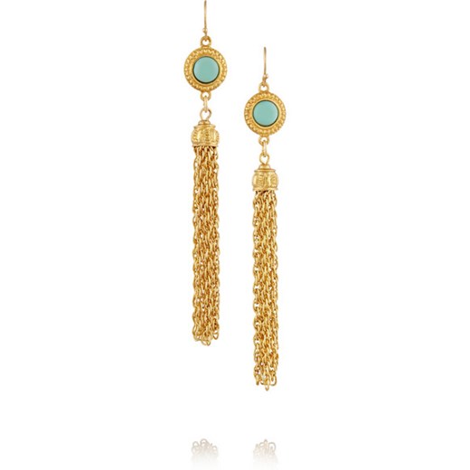 Gold-plated cabochon earrings net-a-porter brazowy 