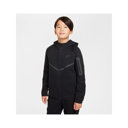 Rozpinana bluza z kapturem dla dużych dzieci Nike Sportswear Tech Fleece - Czerń ze sklepu Nike poland w kategorii Bluzy chłopięce - zdjęcie 178603664