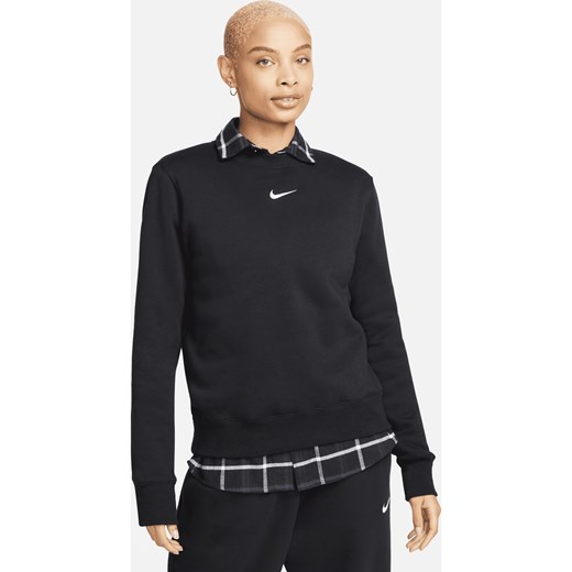 Damska bluza dresowa z półokrągłym dekoltem Nike Sportswear Phoenix Fleece - Czerń ze sklepu Nike poland w kategorii Bluzy damskie - zdjęcie 178603843