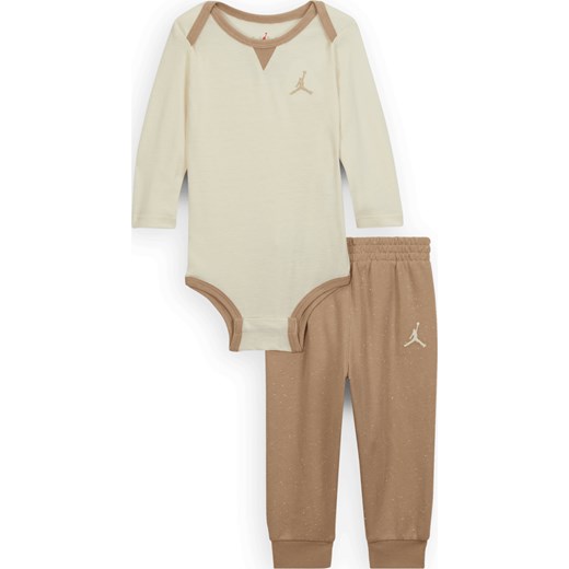 Dwuczęściowe prążkowane body z efektem neppy dla niemowląt Jordan - Brązowy Jordan 3-6M Nike poland