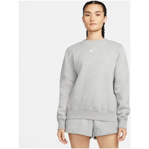 Damska bluza dresowa z półokrągłym dekoltem Nike Sportswear Phoenix Fleece - Szary ze sklepu Nike poland w kategorii Bluzy damskie - zdjęcie 178604101