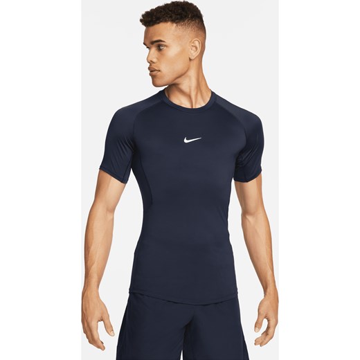 Męska przylegająca koszulka z krótkim rękawem do fitnessu Dri-FIT Nike Pro - Niebieski ze sklepu Nike poland w kategorii T-shirty męskie - zdjęcie 178604593