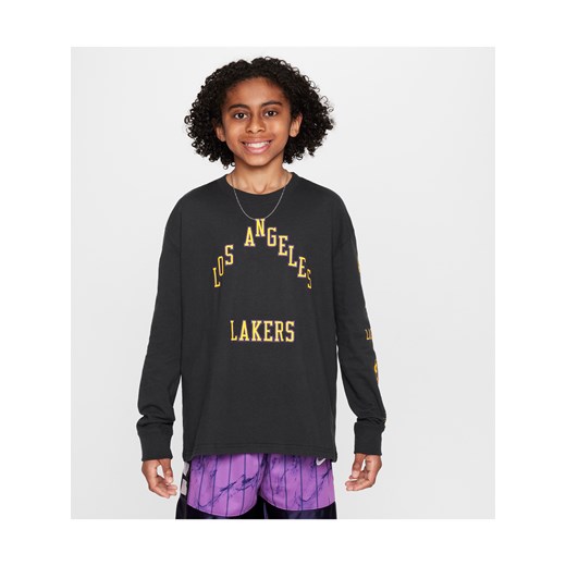 T-shirt z długim rękawem dla dużych dzieci (chłopców) Max90 Nike NBA Los Angeles Lakers City Edition 2023/24 - Czerń ze sklepu Nike poland w kategorii T-shirty chłopięce - zdjęcie 178604670