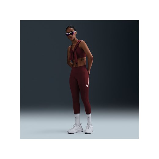 Damskie legginsy 7/8 ze średnim stanem Nike Fast - Czerwony ze sklepu Nike poland w kategorii Spodnie damskie - zdjęcie 178604743
