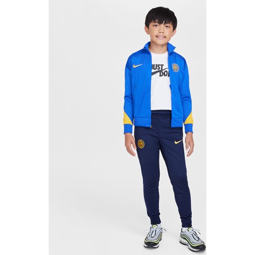 Dzianinowy dres piłkarski dla dużych dzieci Nike Dri-FIT Inter Mediolan Strike (wersja trzecia) - Niebieski ze sklepu Nike poland w kategorii Dresy chłopięce - zdjęcie 178604951
