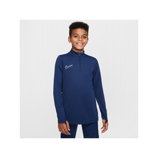 Treningowa koszulka piłkarska z długim rękawem i zamkiem 1/4 dla dużych dzieci Dri-FIT Nike Academy - Niebieski ze sklepu Nike poland w kategorii T-shirty chłopięce - zdjęcie 178605282