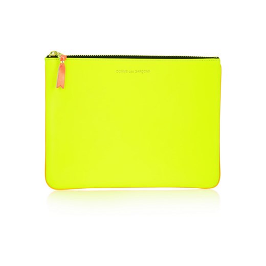Two-tone neon leather pouch net-a-porter zolty 